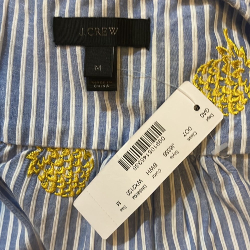 J. Crew Cotton wrap top in embroidered pineapple - Picture 3 of 4